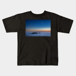 The Moon over Worms Head, Rhossili Bay Kids T-Shirt